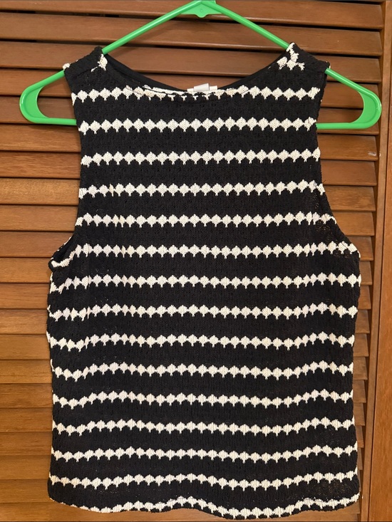 a new day Tops - a new day Black and White Striped crochet Knit Tank Dress